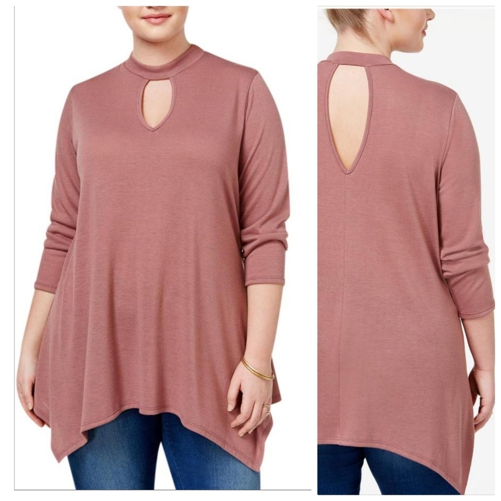 ING+ Tunic Plus Size 2x Mock Keyhole Neckline